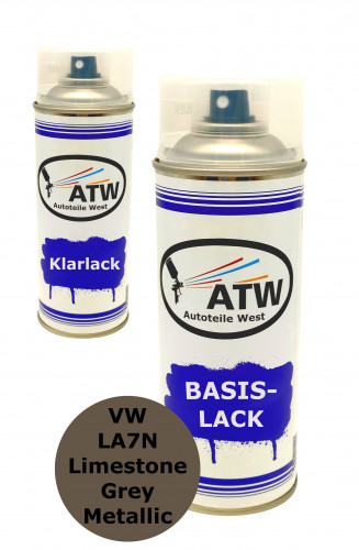 Autolack für VW LA7N Limestone Grey Metallic+400ml Klarlack Set